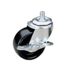 Thumbnail image #1 for Component Hardware CLT1-3BBN 3" Threaded-Stem Swivel Caster with Side Brake, 100 lb Capacity, Polyolefin Wheel