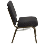 Thumbnail image #2 for Flash Furniture Hercules FD-CH0221-4-GV-S0806-BAS-GG Extra Wide Stacking Church Chair, Dot Fabric Upholstery, Gold Vein Frame