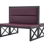 Thumbnail image #1 for ATSMFG ATS AT&S-AMD-42-RED MFG Double Dining Booth, 47.5"W, Red Vinyl Upholstered Back & Seat, Open Base, Black Powder-Coated Metal Frame