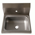 Thumbnail image #1 for NBR Equipment HS2-W1 Wall-Mounted Hand Sink, 14" Wide x 10" Front-to-Back x 5" Deep Bowl, Single Faucet Hole, Marine Edge