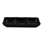 Thumbnail image #1 for G.E.T. GET SD-7600-BK 3-Compartment Rectangular Sauce/Appetizer Dish, 5-1/2 oz, Melamine, Black Case of 2 Dozen