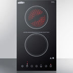 Thumbnail image #6 for Summit Commercial CR2B15T1B 2-Burner Radiant Electric Built-In Cooktop, 1,200W Burners, Black Ceramic Glass, Digital Touch Controls