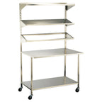Thumbnail image #1 for Lakeside SS48 Tray Starter Station, 43-3/4"W, Extended Front Work Ledge, 3 Adjustable Overshelves, Stainless Steel