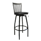Thumbnail image #1 for ATSMFG ATS AT&S-87-BSS MFG Swivel Bar Stool, Armless Slat-Back Metal, Leg Base, Footrest, Textured Black Powder Coat