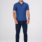 Thumbnail image #1 for Chef Works Z650-ROY-XS Men's Royal Blue Short-Sleeve Collared Polo Shirt, 100% Polyester, XS