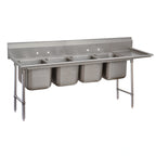 Thumbnail image #1 for Advance Tabco Regaline 93-64-72-36R 4-Compartment Stainless Steel Sink, Right-Hand Drainboard, 24 x 18 in Compartments, 12 in Deep, 8 in Backsplash