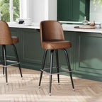 Thumbnail image #2 for Flash Furniture XU-F-125-WBRN-GG Armless Weathered Brown Upholstered Mid-Back Swivel Bar Stool