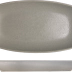 Thumbnail image #1 for International Tableware Alloy™ AL-14-PS Deep Rectangular Stoneware Platter, 14 x 7-1/2 in, Coupe Rim, Palladium Silver Reactive Glaze 1 Dozen