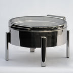 Thumbnail image #1 for Eastern Tabletop Ecoburner EB15502 Round Powered Stainless Steel Chafing Dish with Hinged Cover
