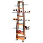 Thumbnail image #1 for Eastern Tabletop 1805 Pyramid Mobile Buffet, Multi-Level Bamboo-Finished Wood, 17-1/2"W x 76"H, 5 Cubbies