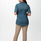 Thumbnail image #2 for Chef Works CBZ03W-TEA-3XL Women's Chef Coat, Raglan Short Sleeve, Offset Zip Front, Teal, 3XL