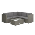 Thumbnail image #1 for Flash Furniture BN-WS404-GY-GY-GG L-Shaped Sectional Sofa with Coffee Table, Gray Rattan Frame and Cushions, Side-Lift Storage