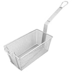 Thumbnail image #1 for AllPoints Foodservice Parts & Supplies 163111 Twin Fryer Basket, 12-1/8" x 6-5/16" x 5-5/16" H, Rectangular, Front Hook, Nickel-Plated Steel