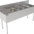 Thumbnail image #6 for Perlick Corporation Top Shelf TS60M3-DB 60-Inch 3-Compartment Stainless Steel Underbar Sink with Dual Drainboards