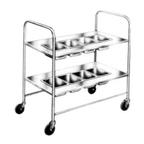 Thumbnail image #1 for Piper Products/Servolift Eastern 718 Silverware Cart with 4 Top Pans, Solid Lower Shelf, Stainless Steel Frame, 4" Casters