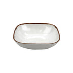 Thumbnail image #1 for G.E.T. Rustic Mill SB-80-RM Square Melamine Bowl, 2.5 qt, 10 x 10 x 2.5 in, Cream with Brown Speckles and Brown Rim Case of 6