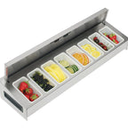 Thumbnail image #2 for Krowne Royal Series KR-521 30-Inch Ice Bin-Mount Garnish Station with Sliding Cover, 8 Pint Containers, 304 Stainless Steel