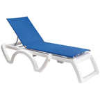 Thumbnail image #1 for Grosfillex Jamaica Beach UT876006 Stackable Armless Chaise with Adjustable Blue Sling and White Resin Frame Case of 16