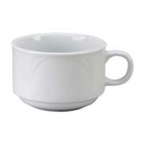 Thumbnail image #1 for Vertex China Palm PA-1S-NV 6 oz Porcelain Tea/Coffee Cup with Handle, Stackable, Bright White Case of 3 Dozen