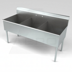 Thumbnail image #1 for AERO Manufacturing 4S3-3020 3-Compartment Stainless Steel Sink, 60W x 33-1/2D x 41-1/4H, 20x30x14 Compartments, 8-3/4H Backsplash