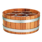 Thumbnail image #1 for G.E.T. Frilich Carafine 2747740 Round Wood Beverage Bucket/Tub Set with Bottle Supporting Frame and Polycarbonate Liner, 15-3/4" Dia. x 7-1/10"H