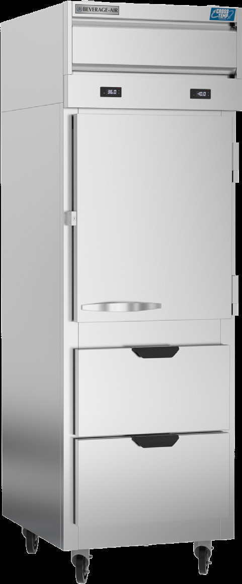 Product image #6 for Beverage-Air Cross Temp 1-Section Reach-In Convertible Refrigerator/Freezer with 1 Solid Door, 2 Drawers, and 2 Shelves