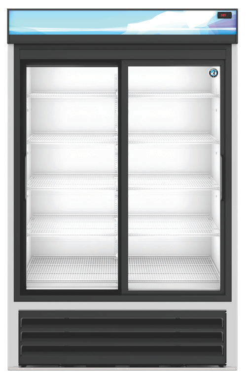 Product image #5 for Hoshizaki 38.26 Cu. Ft. Two-Section Glass Door Merchandiser Refrigerator with Sliding Doors, Black