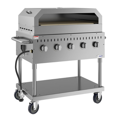 Product image #7 for KoolMore Commercial Outdoor Mobile 5-Burner Propane Charbroiler Grill with Pizza Oven