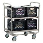 Thumbnail image #2 for Lakeside Manufacturing 2446 Milk Crate Transport Cart, 2-Shelf Stainless Steel, 500 lb Capacity, 35-3/4"W x 22"D x 40-1/2"H