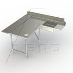Thumbnail image #1 for AERO Manufacturing Aerospec 2SDL-L-120 Soiled Dish Table, 72" Machine-to-Corner x 120" Corner-to-End, Left-to-Right, 14-Gauge 304 Stainless Steel