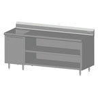 Thumbnail image #1 for SPG International Universal Stainless BC-84L Stainless Steel Beverage Counter with Left Sink, Open Shelf Base, 84"W x 30"D