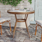 Thumbnail image #2 for Flash Furniture SDA-AD641012-80-WHGY-NAT-GG Outdoor Round Bistro Table, 31.5" Tempered Glass Top, White/Gray PE Rattan, Natural Aluminum Frame