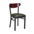 Thumbnail image #1 for G & A Commercial Seating Santos 511PS Restaurant Side Chair, Veneer Back, Upholstered Padded Seat, Footrest, Matte Black Steel Frame