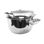 Thumbnail image #1 for TableCraft Products CW40182 Round Stainless Steel Induction Soup Chafing Dish, 9 qt, Hinged Viewing Cover