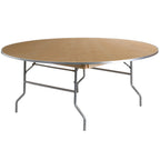 Thumbnail image #1 for Flash Furniture XA-72-BIRCH-M-GG Round Folding Banquet Table, 72-inch Diameter x 30-inch Height, Birchwood Surface, Aluminum Edge