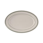 Thumbnail image #1 for Tuxton China Green Bay TGB-014 Ceramic Oval Platter, 12-5/8" x 8-3/4", Wide Rim, Rolled Edge 1 Dozen