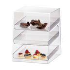 Thumbnail image #1 for Cal-Mil Classic P257 3-Tier Clear Acrylic Pastry Display Case, Countertop, Slant Front, Rear Door