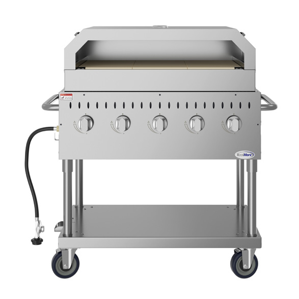 Product image #5 for KoolMore Commercial Outdoor Mobile 5-Burner Propane Charbroiler Grill with Pizza Oven