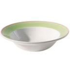 Thumbnail image #1 for Tableware Solutions USA Cosmo by Continental 55COGRE013 Round White China Grapefruit/Cereal Bowl with Green Rim, 11 oz, 7 Inch Case of 24