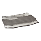 Thumbnail image #1 for Korin Inc PLL-251 Rectangular China Plate, 12-1/4" x 9", Asymmetrical Black with White Brush Strokes