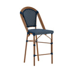 Thumbnail image #1 for Flash Furniture SDA-AD642001-CS-NVYWH-NAT-GG Stacking Outdoor Counter-Height Bistro Stool, Armless, Navy/White Synthetic Wicker