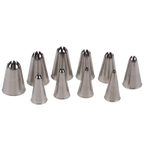 Thumbnail image #1 for JB Prince Ateco B613 S Closed Star Stainless Steel Pastry Tube Tips, Sizes 0–9, Set of 10