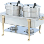 Thumbnail image #2 for Vollrath Kool-Touch® 99880 Double Stainless Steel Soup Station Kit for Full-Size Chafer with Adapter Plate, Rings, Insets, Covers and Ladles