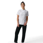 Thumbnail image #1 for Chef Works CBN03W-WHT-L Women's White Poly/Cotton Short-Sleeve Chef Coat, Large