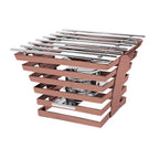 Thumbnail image #1 for Eastern Tabletop Escalate 1715CP 8-Layer Stainless Steel Buffet Riser, Copper Finish, 10 x 10 x 9 in, Removable Grate and Sterno Holder