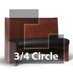 Thumbnail image #1 for JustChair Manufacturing JBSB-WBBO-TQ-36-GR2 Three-Quarter Circle Banquette Booth, 3-Corner, Wood Frame, Upholstered Seat, Bead-Board Back