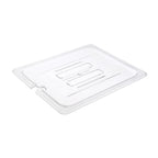 Thumbnail image #1 for CAC China PCSL-HC Half-Size Clear Polycarbonate Food Pan Cover, Flat Spoon-Notched Case of 48