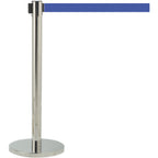 Thumbnail image #1 for AARCO Products Form-A-Line HC-10BL Portable Retractable Belt Barrier, Chrome Post, Blue 10-ft Belt, Steel Base