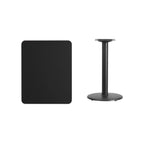 Thumbnail image #1 for Flash Furniture XU-BLKTB-2430-TR18-GG Rectangular Dining Table, 30"W x 24"D x 31-1/8"H, Black Laminate MDF/Melamine, Pedestal Base