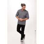 Thumbnail image #1 for Chef Works Lansing BCMC010-GRY-4XL Men's Gray Poly/Cotton Long-Sleeve Chef Coat, 4XL